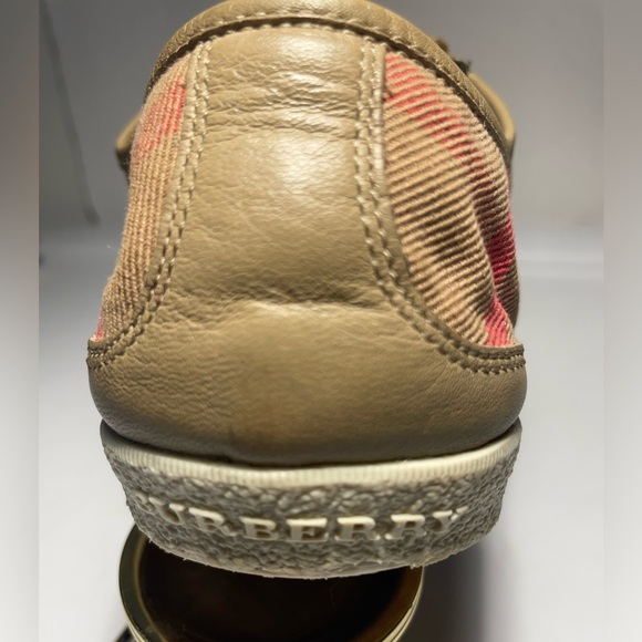 Burberry beige nova check canvas and leather cap toe Snearkers size 40. Usa 9 - Picture 13 of 15